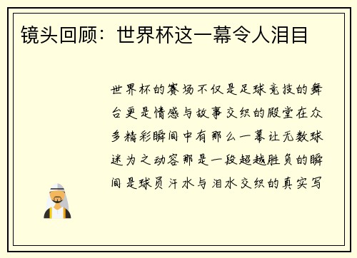 镜头回顾：世界杯这一幕令人泪目